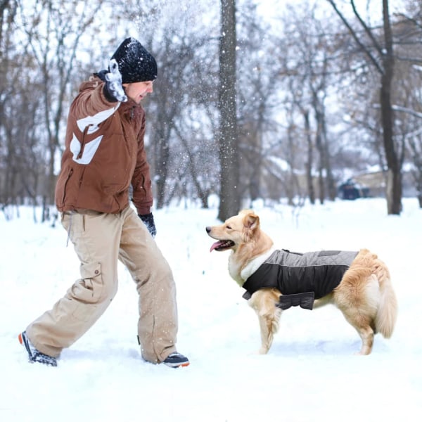 (XL, mörkgrå)Vinterkappa för hund, varm hundjacka, vattentålig