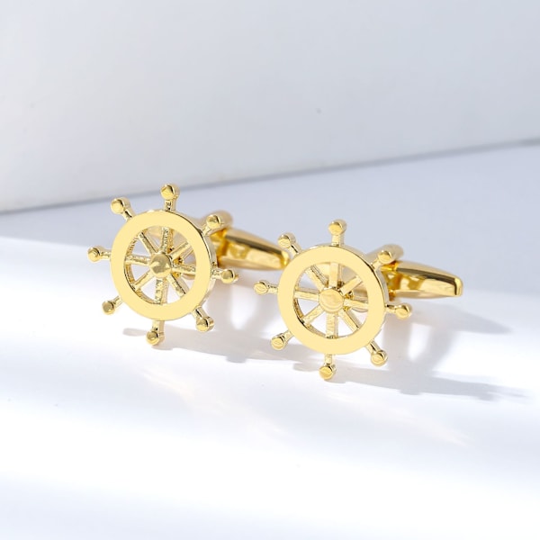 Skeppsratt Cufflinks i Presentask & Putsduk