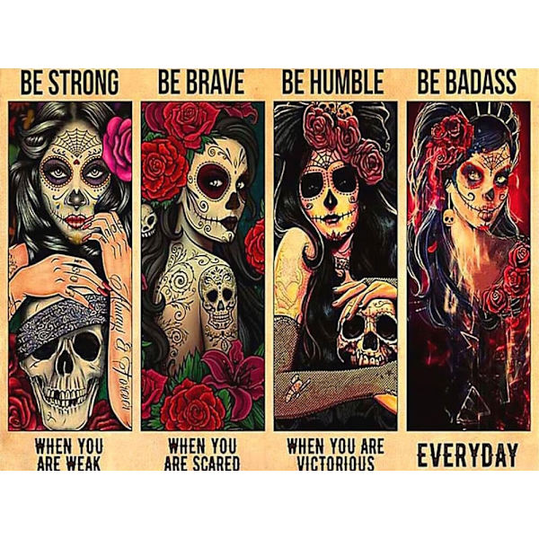 30 x 40 cm, Skull Girl Diamond Painting Diamond Broderi Maleri