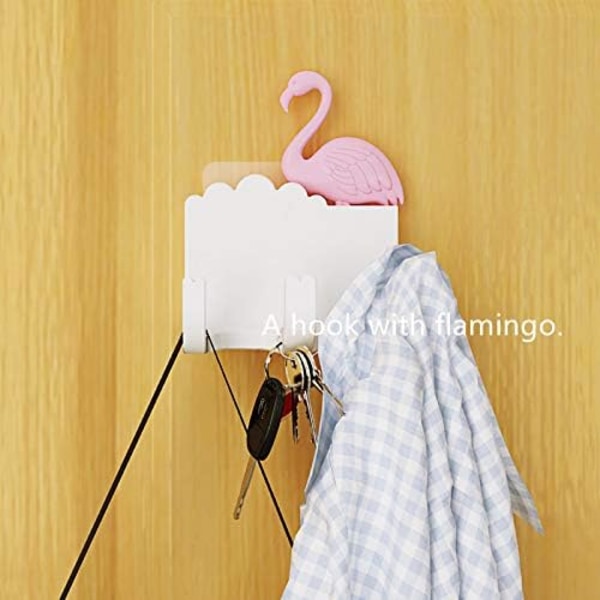 6,6x3,5x7,9 CM2-pack Flamingo Självhäftande Väggkrokar för Hem och Kontor, Barn och Vuxna (FLAMINGO)