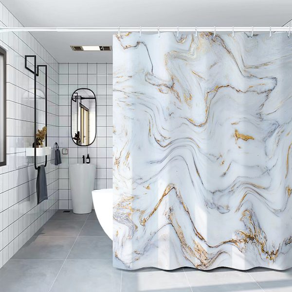 180 x 180 cm polyester marmor bruseforhæng badeforhæng med 12 gardinkrog skimmel og meldug res