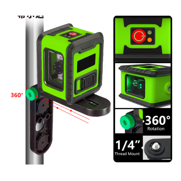 Grønt lasernivå, utendørs lasernivå, to moduler, kryss/h
