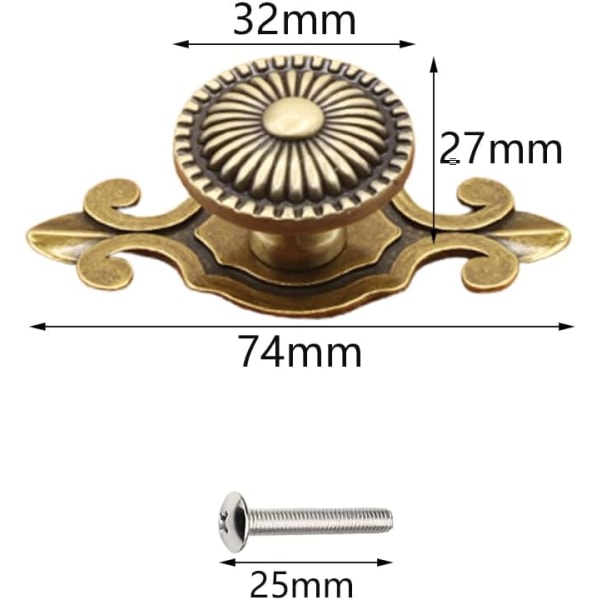 5 kappaletta huonekalunupit Vintage-kaapin nupit Laatikon nupit Ovikahva Antiikki Huonekalukahva Pyöreä