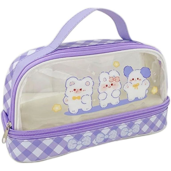 sød blyantæske kawaii blyantæske smuk stor kapacitet blyantæske skoleartikler Purple bunny