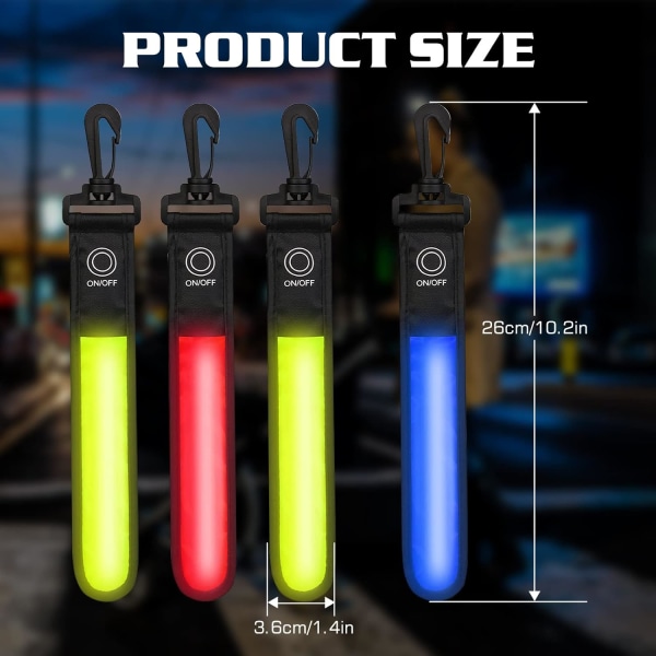 6 stk. reflekterende LED-blinklys til tasker, 3 LED-tilstande, sikkerhedslys, reflekser til
