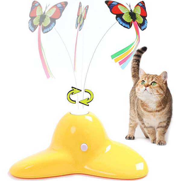 Jaune Jouet Interactif D'Intérieur pour Chat avec Papillon Rota