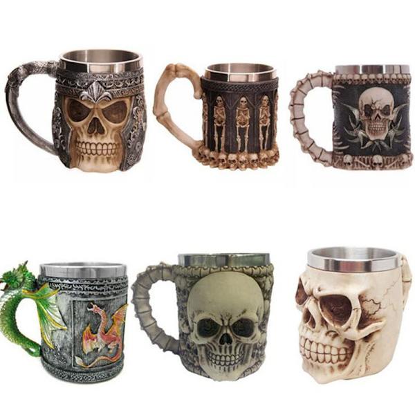 1 Skalle Kaffekopp Viking Skalle Ölkopp Rostfritt Stål Foder G