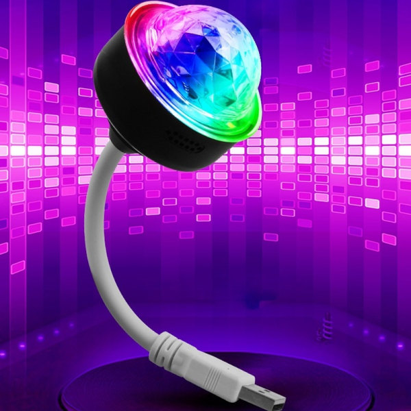 2kpl Mini Disco Ball yövalolla, USB auton valot Musiikkiohjattu Strobe Magic Ball Wit