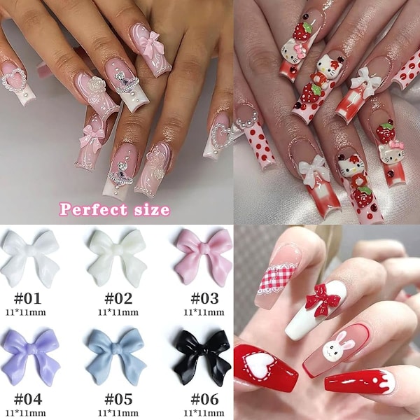 Färgglada Rosett-Nagelstuds med Strasskristaller, 3D Rosetter Nagelcharm Färgglada Rosett Nagelcharm Set för Akrylnaglar