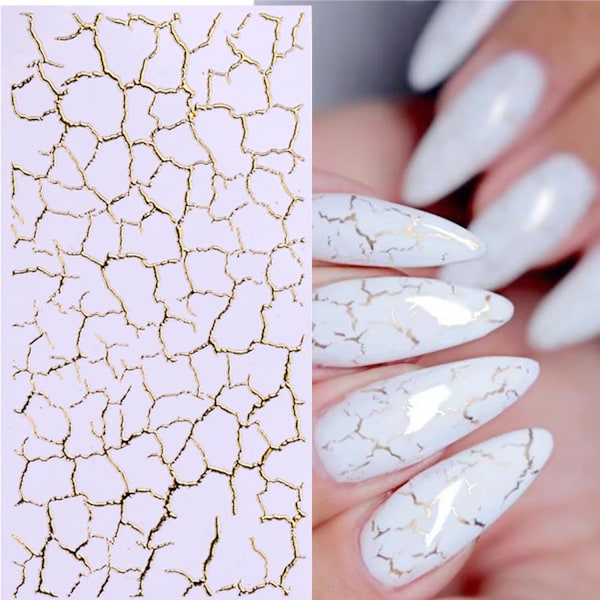 2 ark guld marmor nagelstickers för nagelkonst självhäftande oregelbundna linjer nagelkonst stickers guldlinje nageldekaler sommar nageltillbehör för kvinnor