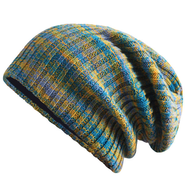 Kvinners Slouchy Beanie Hat-Blå Grønn Blandet Farge Strikket Lang Ba