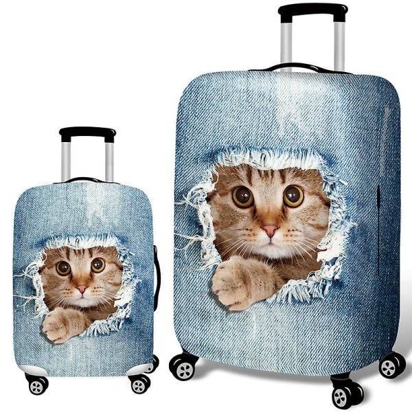 Cover Söt blå katt resväska med elastisk reseväska P