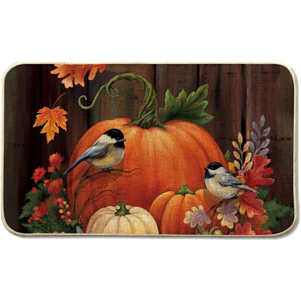 Høstgresskar Dørmatte Innendørs Utendørs Inngang 20x30, Høst Thanksgiving Lønnsblader Fugler Dørmatte Inne Ute