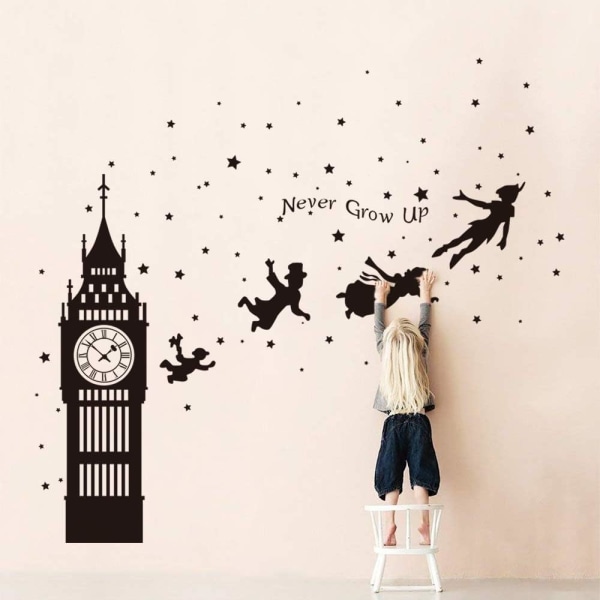 Tarra Muraux Peter Pan Etoile Autocollant seinämaalaus Big Ben Fée A