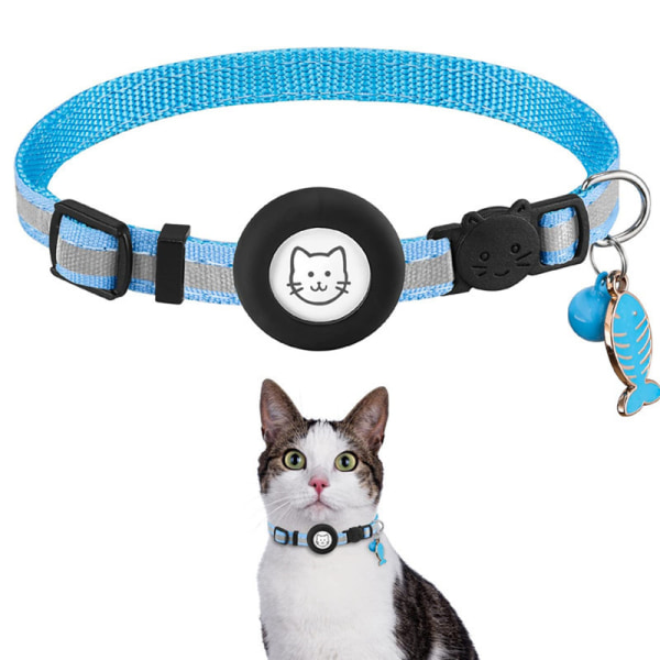 &Bleu ciel-Collier Chat Airtag,Collier pour Chat avec Cloche Co