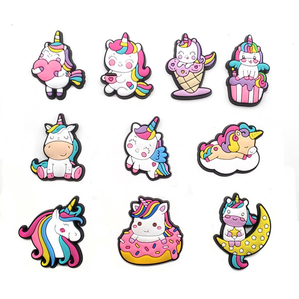 10 stk Cute Cartoon Unicorn Series Clog Sko Blomsterdekoration Bu