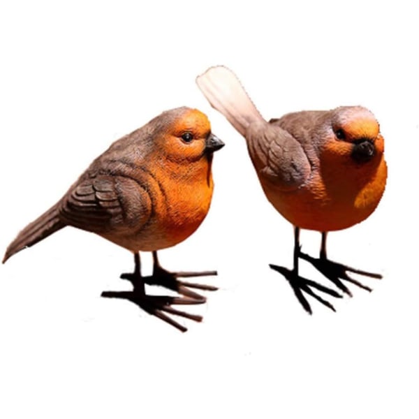 Lot de 2 statues d'oiseaux artificiels en résine pour bureau, c