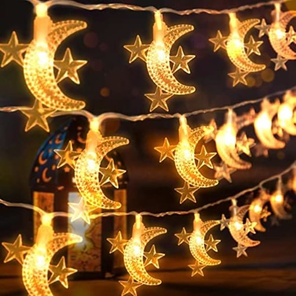 40 LED 20ft Stjerne Måne Lysstreng – Perfekte Dekorative Lys til Indendørs Udendørs, Børneværelser, Fødselsdage, Soveværelser, Ha