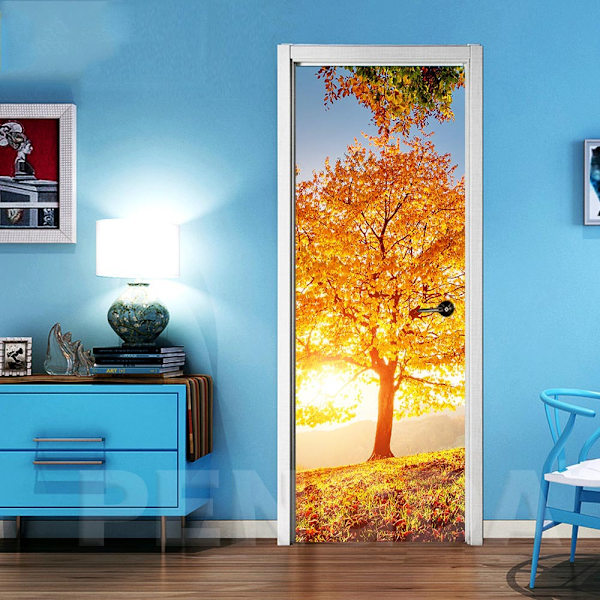 77x200cm Dørklistremerke Trompe l'oeil-effekt 3D-tapet (Stil 28)