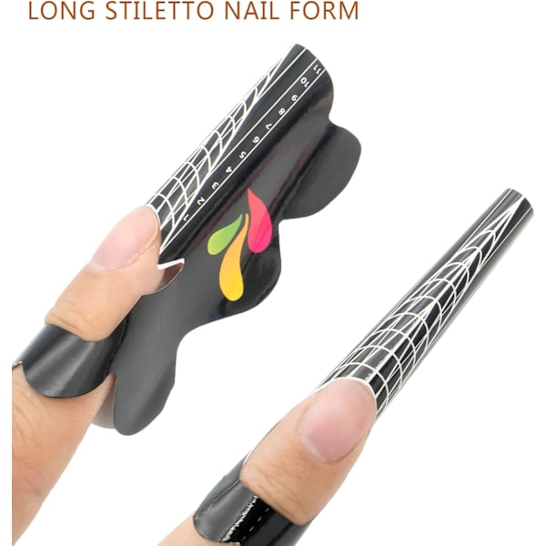 Stiletto Negleforme til Gel Builder Akrylnegle 100 Stykker, Ekstra Lange Guide Stickers Neglekunst Ext