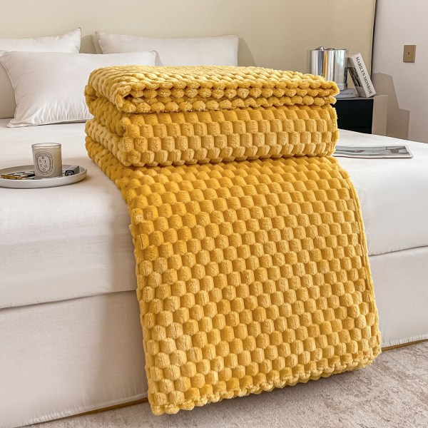 Plysch pläd filt för soffa 100x150（gul）
