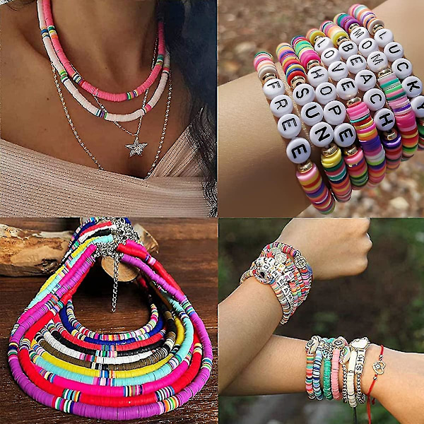 4000 st Lerlera Pärlor för Smycken Armband Gör-Det-Själv-Kit 6mm 24 Färger