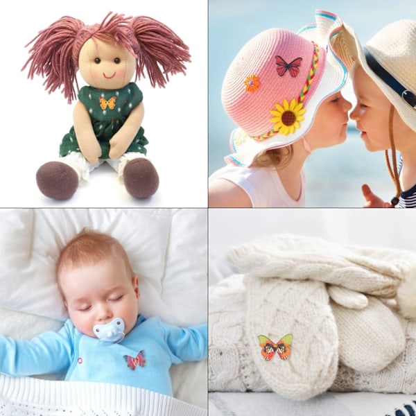 100 KPL Perhos Puiset Napit, 1 Tuuman Värikkäät 2 Reiän Sekoitetut Koristenapit DIY Ompeluun & Puukäsitöihin Vaatteiden Lisävarusteet