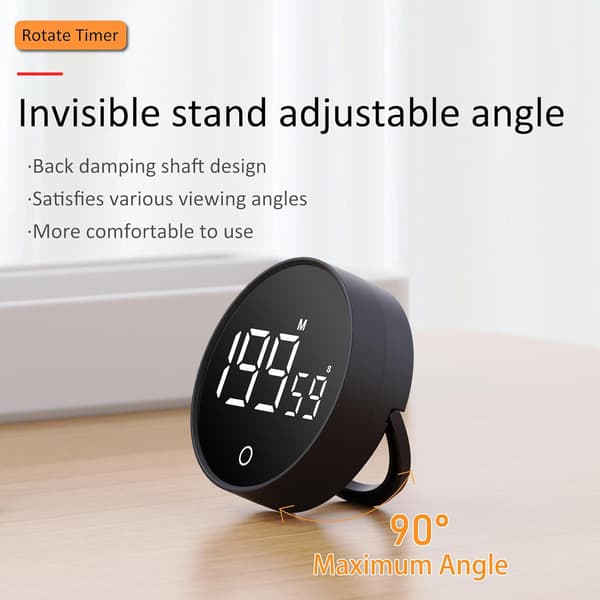 1 stk. Køkken Timer, Magnetisk Visuel Timer Stor LED Display Positiv Nedtællingstimer Justerbar Lydstyrke til Klasseværelse C