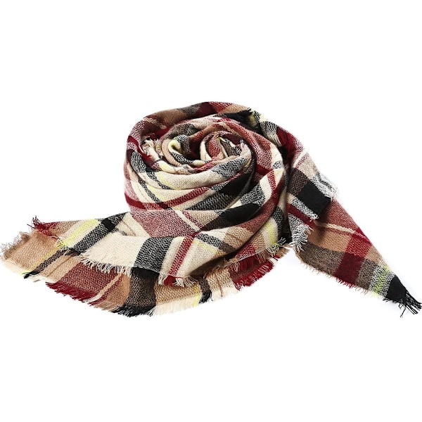 Dam Scarf Höst Vinter Rutiga Fransar Mjuk Varm Filt Sjal Dam Sjal Wraps