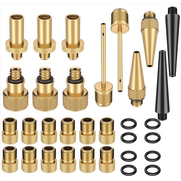 32stk sykkelpumpe adapter, sykkelventil (DV/AV/SV) ballpumpe nål