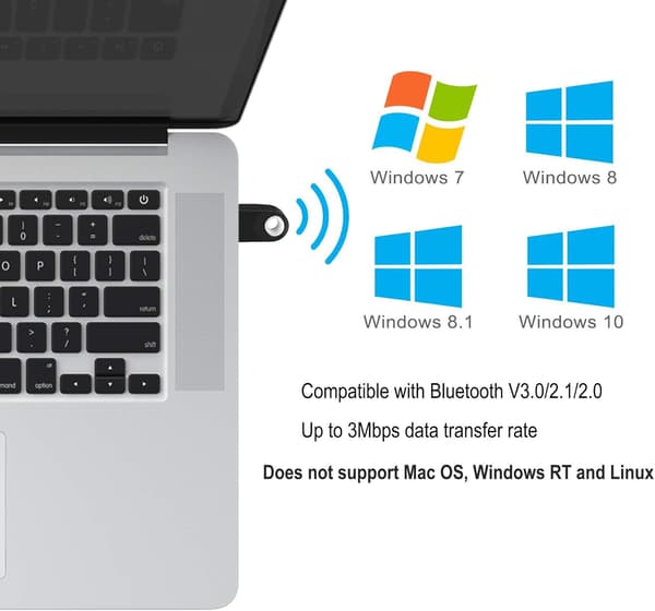 USB Bluetooth 5.0 -sovitin, USB Bluetooth -dongle langaton, PC:lle,