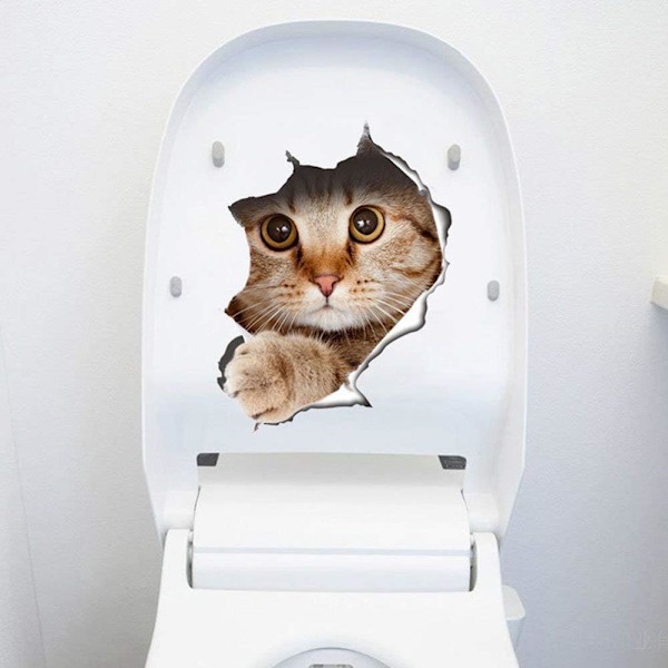 3D Väggdekorationer - Katt- och Hundmönster - Badrum Sovrum - Premiumkvalitet