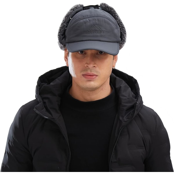 Vinter Trapper Hat Anti Wind Aviator Cap Vinter Chapka Öra F