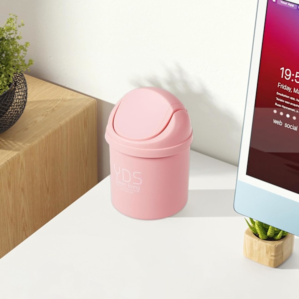 20 stk 13 cm Kreative Mini Skrivebords Søppelbøtte med Roterende Lopp, Liten Sikker Søppelbøtte, Plast Søppelbøtte, Egnet for