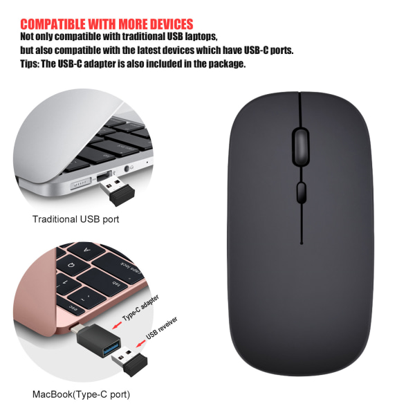 2,4G oppladbar trådløs mus (grå)