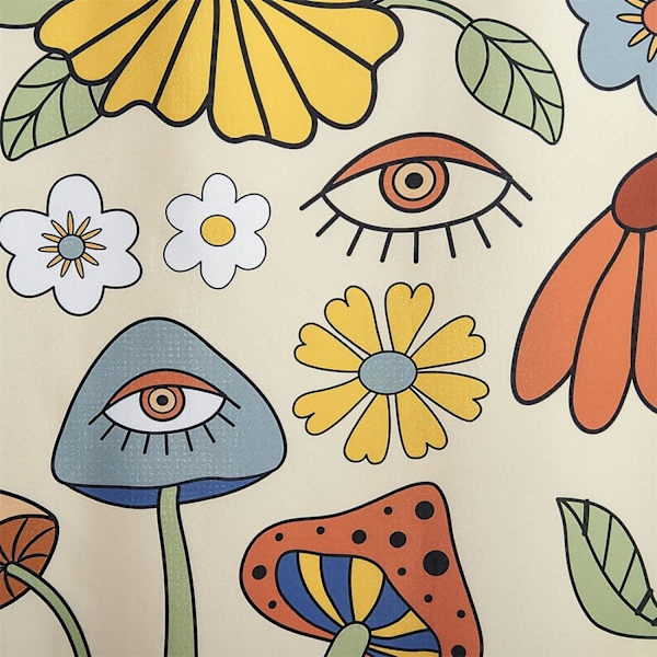 180*180cm Retro 70'er bruseforhæng Psykedelisk Blomster Gul