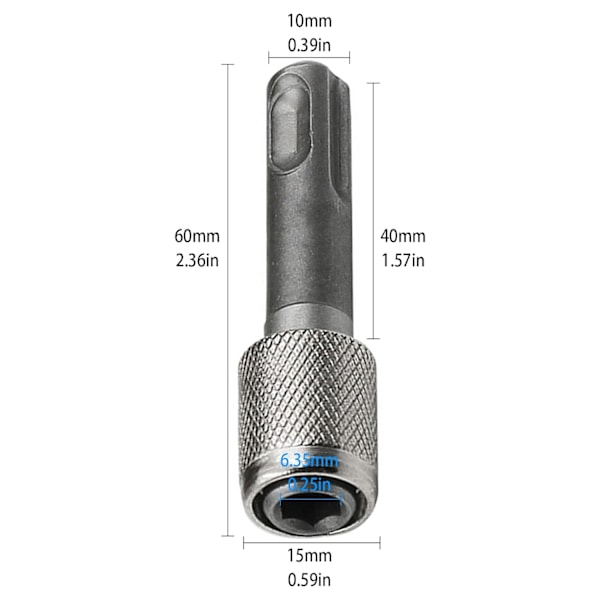 2 st 6,35 mm (1/4'') SDS Plus-adapter för chuckhammare, SDS-adapter för normal chuck, runt skaft till sexkantsskaft för slagborrmaskin
