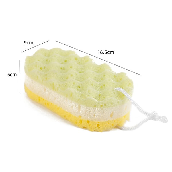 3 st Badsvamp Dubbelsidig exfolierande svamp Rengöring Kroppsskrubb Blandade färger 16,5X9cm