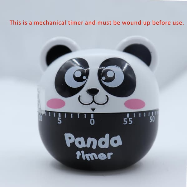 Mekanisk Kjøkkentimer, Eggtimer, Morsom Timer, Manuell Timer, for 60 Minutters Timer, Matlaging og Bake Påminnelse (Panda Svart)