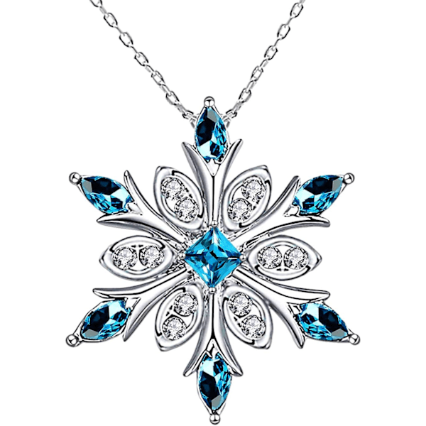 27×2×0.2cm Damhalsband med snöflinga i 925 sterling silver med blå kristaller för kvinnor, modehalsband, nyckelbenkedja