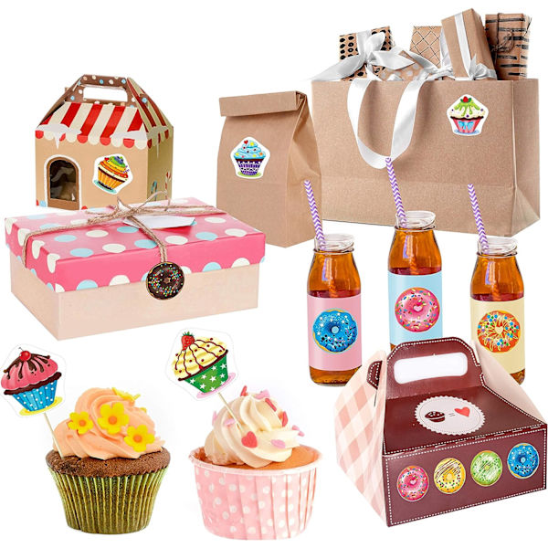 1000 kpl (Jokainen halkaisijaltaan 3,8 cm) Cupcake- ja Beignet-tarrat