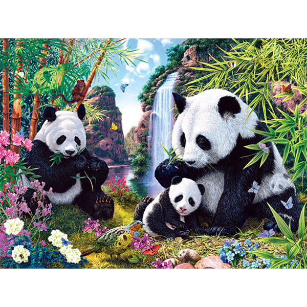 30 x 40 cm , Panda-familie Diamantmaleri Broderi Diamant