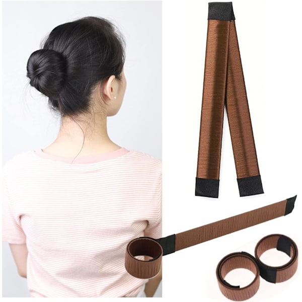 (Brun) 2 stk. Magic Bun Maker, Hårstyling Tilbehør, Donut Bun Maker, Mode Hårstyling Disk, Hårstyling Værktøjer H