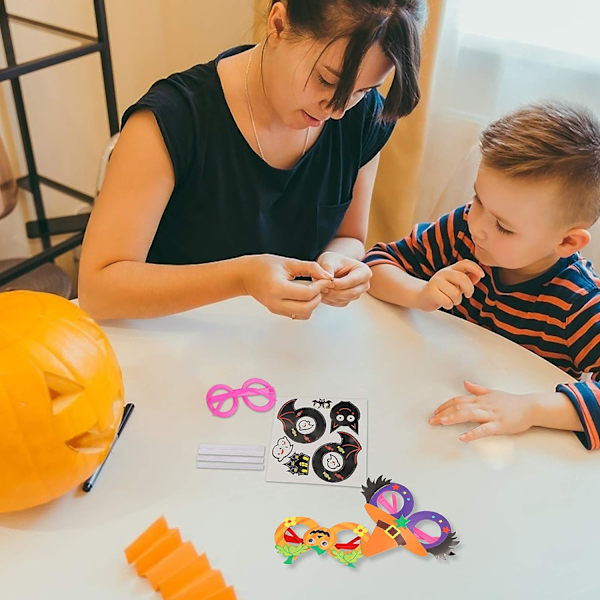 6 stk Halloween-festbriller for barn, DIY-briller, gresskarflaggermus-zombiehekshatt, Halloween-sjarme