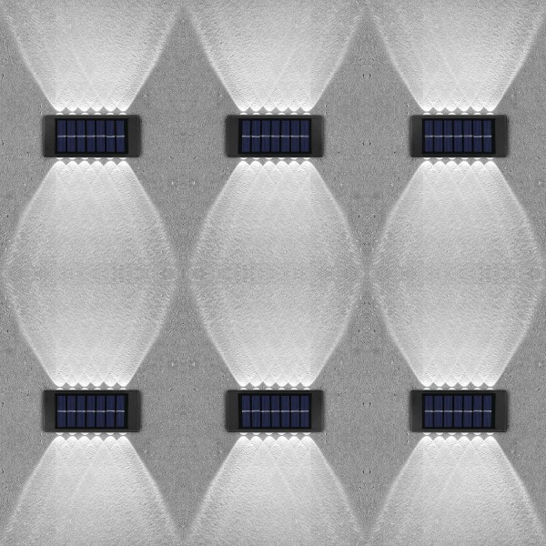8-pack solcellslampor för utomhusbruk, 6 LED vattentäta solcellslampor för staket