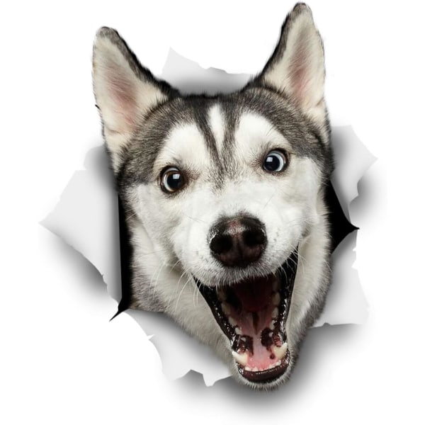 3D Dog Stickers - 2 Pack - Happy Husky for Wall, Fridge Stic