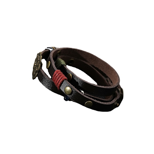 1 st. Boho brunt läderarmband med mässing/brons lotusblomma, stapelbar trendig smycke för kvinnor