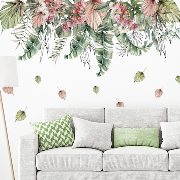 Boho tropiske blad veggklistremerker grønne planter palmeblad veggklistremerker