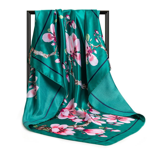 35” Stort Kvadratiskt Satinhuvudscarf - 4-pack Sidenaccessoarer Klassiska Mönstrade Kvadrater Strandbandanas för Kvinnor