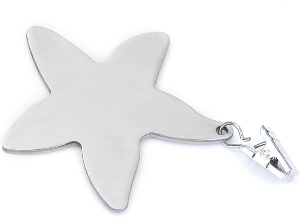 Bordsdukstyngder i rostfritt stål, sjöstjärneformade, set om 8